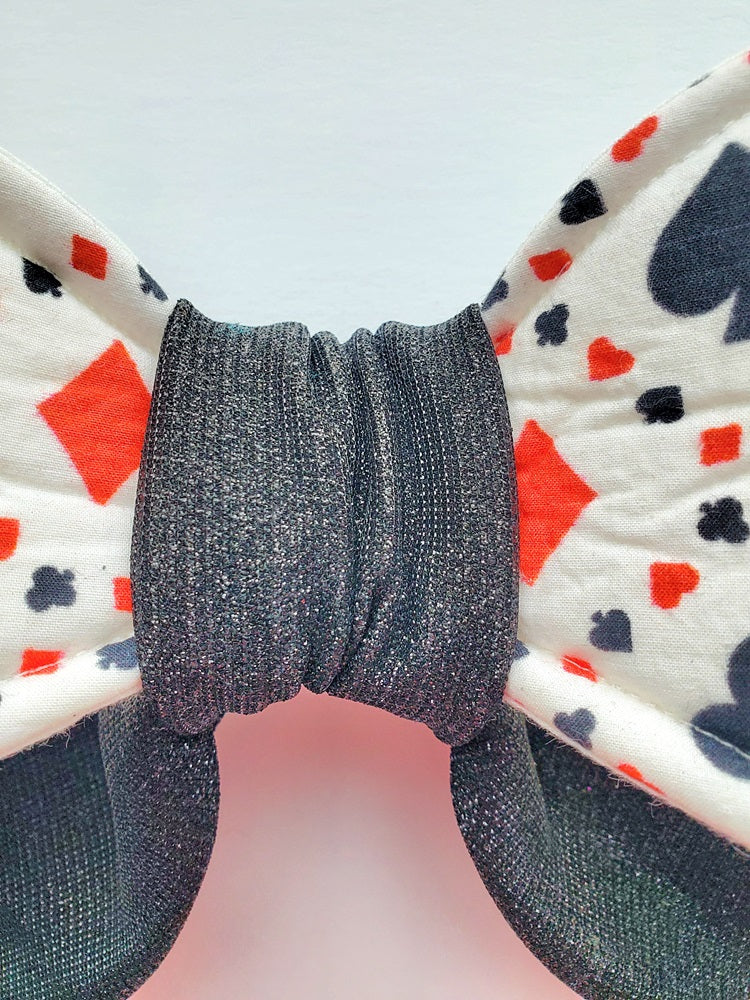 Playing Card Wired Fabric Bow