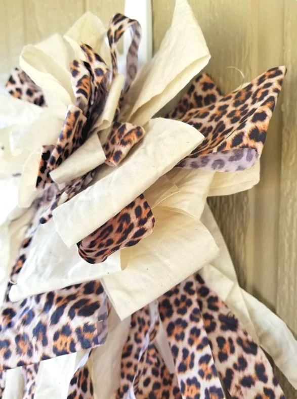 Cream Leopard Print Rag Bow