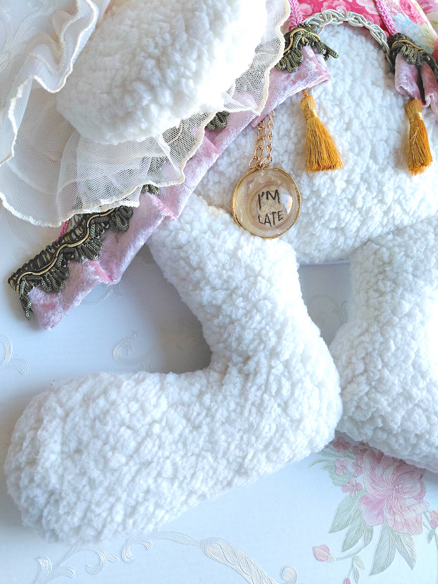 Victorian Rose Easter Bunny Wreath Attachment