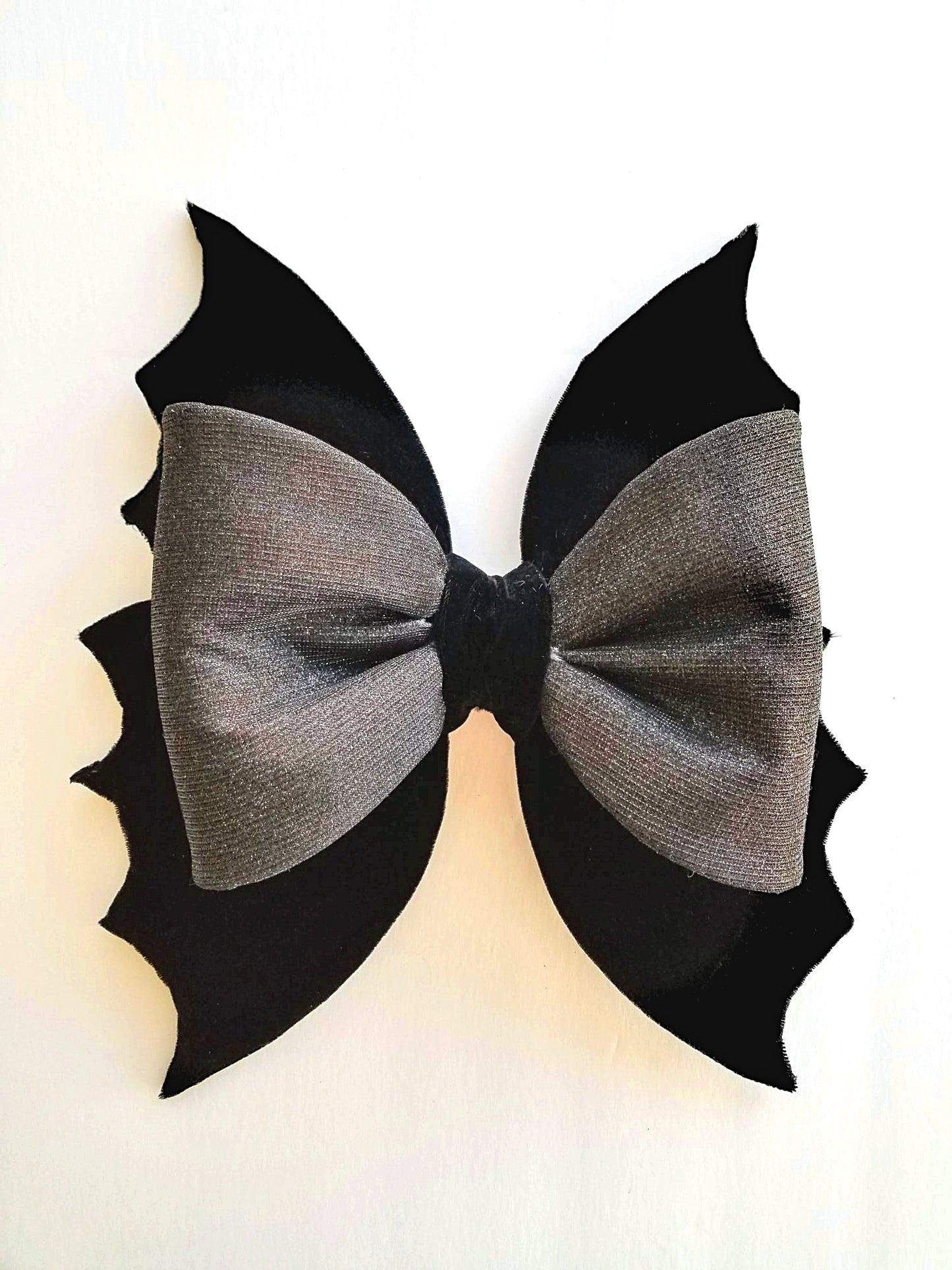Black Velvet Wired Fabric Bat Bow