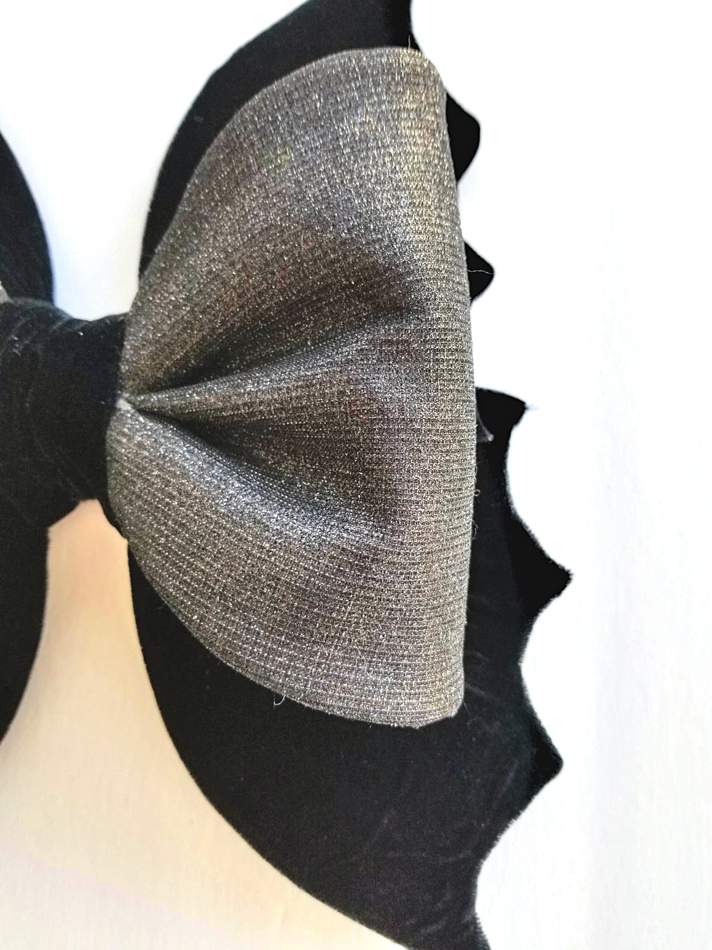 Black Velvet Wired Fabric Bat Bow