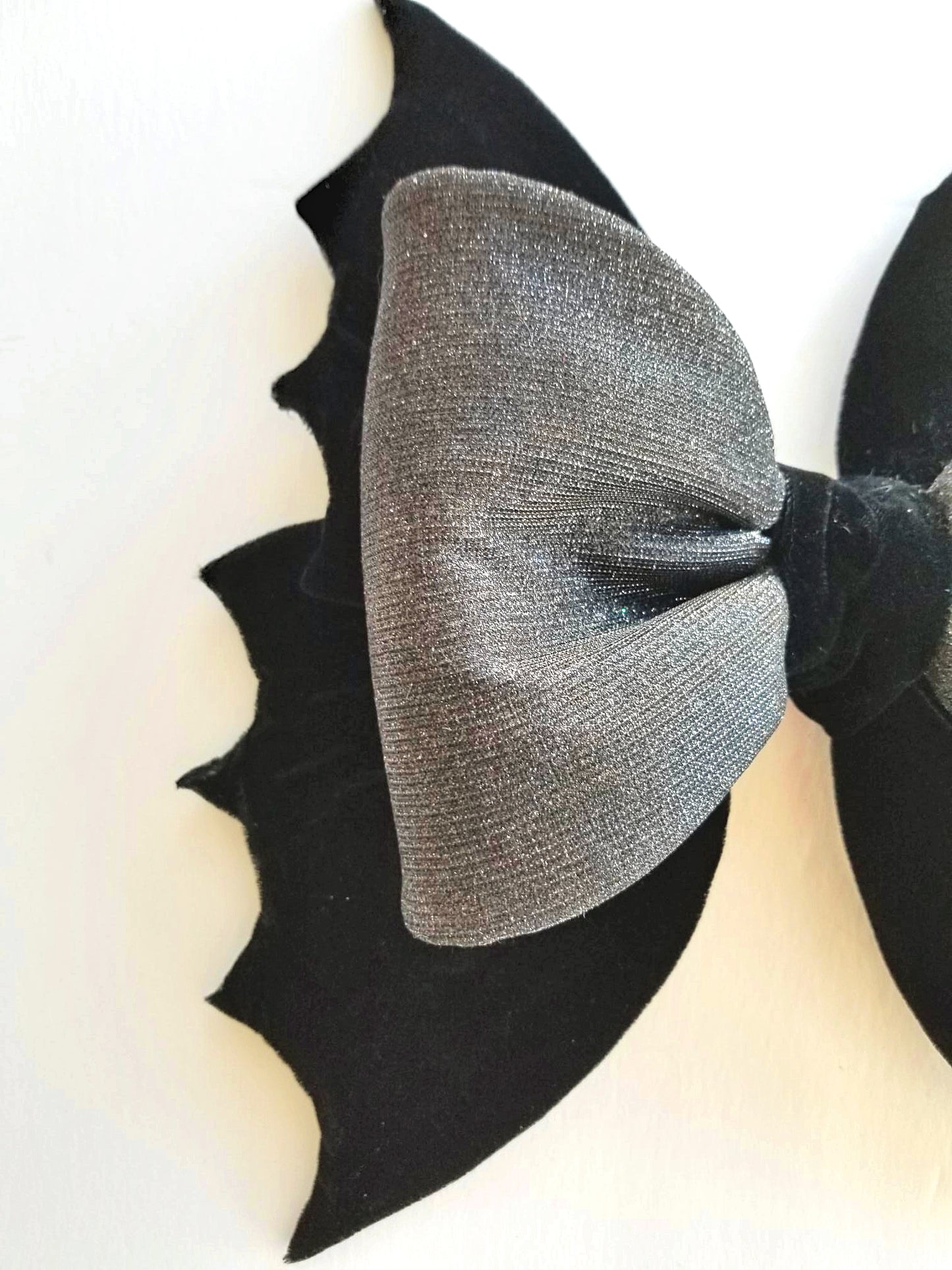 Black Velvet Wired Fabric Bat Bow