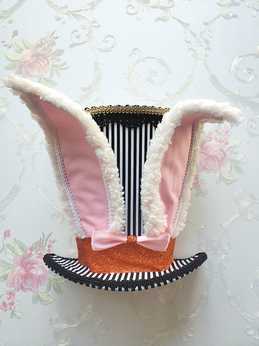 Black White Striped Easter Bunny Hat Wreath Attachment