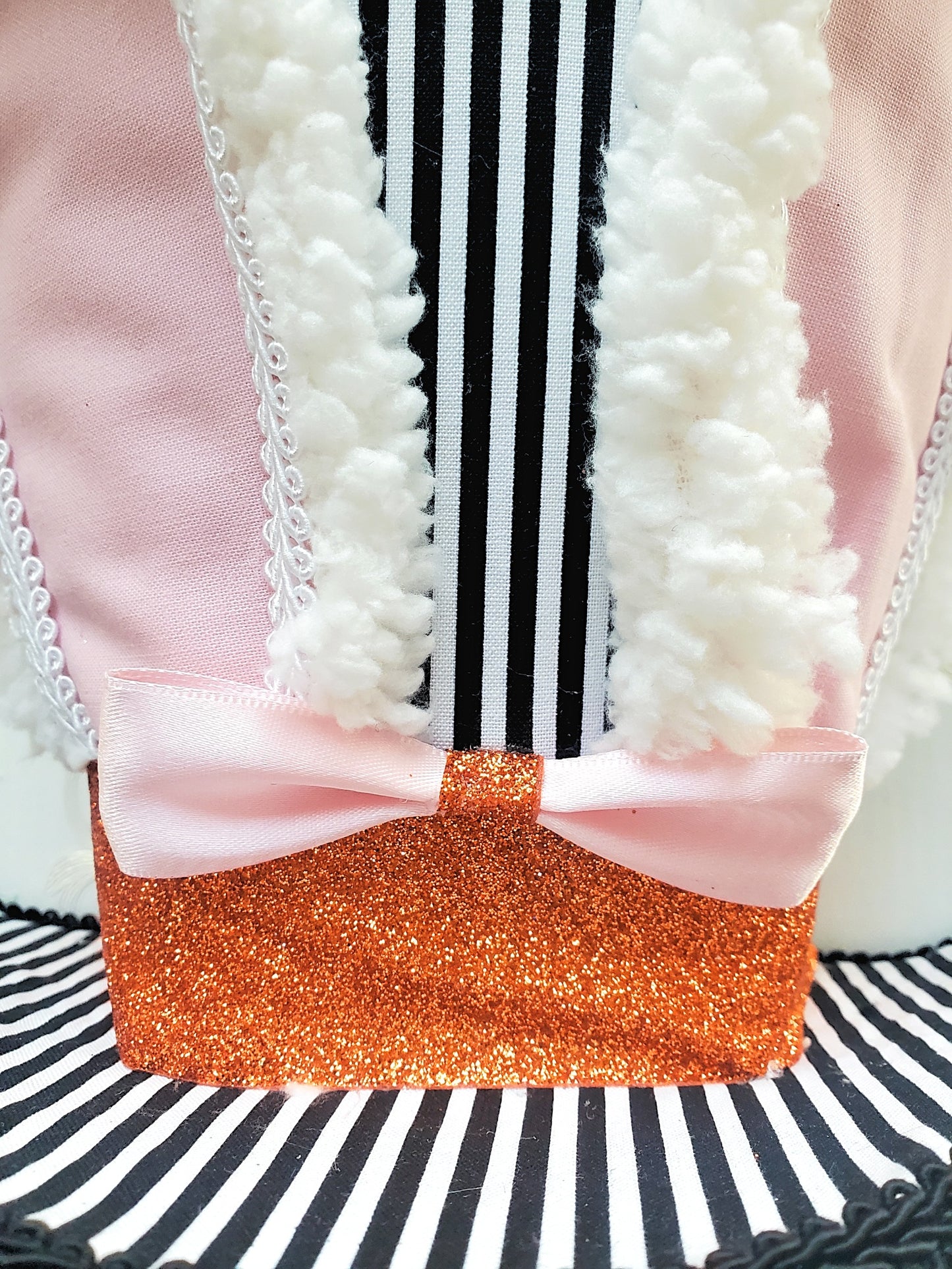 Black White Striped Easter Bunny Hat Wreath Attachment