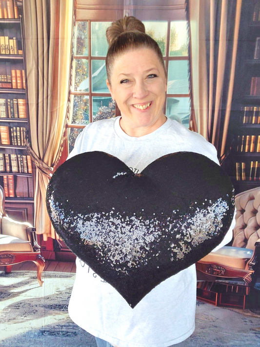 Black Sequin Heart Wreath Attachment