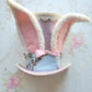 Pink and Blue Brocade Easter Bunny Hat Wreath Attachment