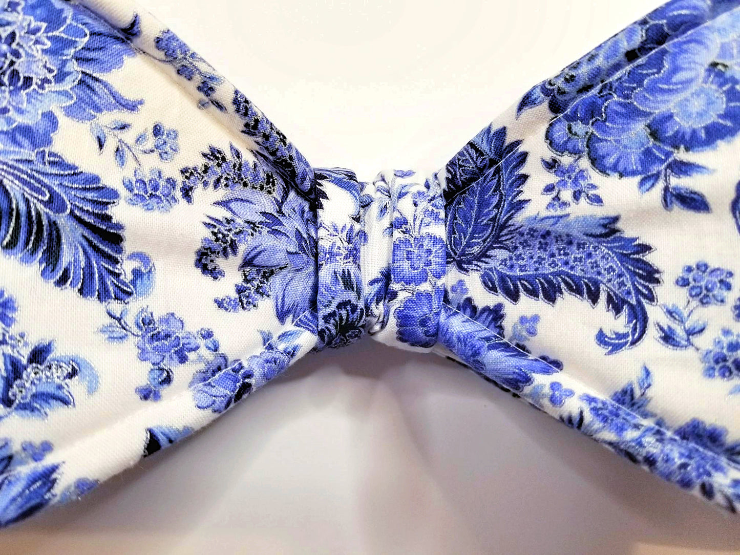 Blue White Chinoiserie Wired Fabric Bow