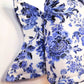 Blue White Chinoiserie Wired Fabric Bow