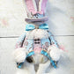 Blue Pink Brocade Victorian Easter Bunny Wreath Attachment