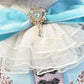 Blue Pink Brocade Victorian Easter Bunny Wreath Attachment