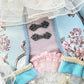 Blue Pink Brocade Victorian Easter Bunny Wreath Attachment