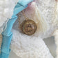 Blue Pink Brocade Victorian Easter Bunny Wreath Attachment