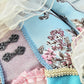 Blue Pink Brocade Victorian Easter Bunny Wreath Attachment