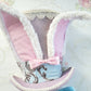 Blue Pink Brocade Victorian Easter Bunny Wreath Attachment