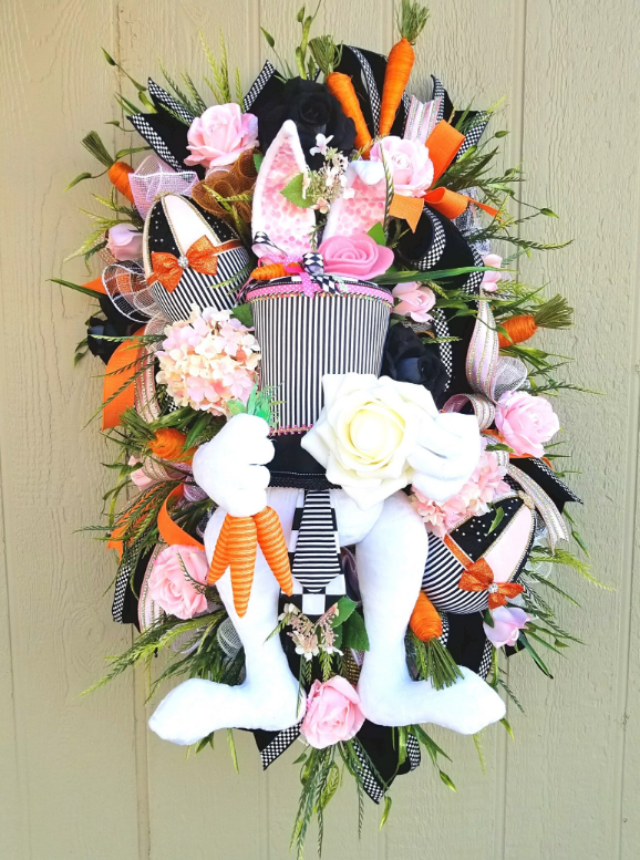 Set of 2 Elegant Easter Egg Wreath Embellishments