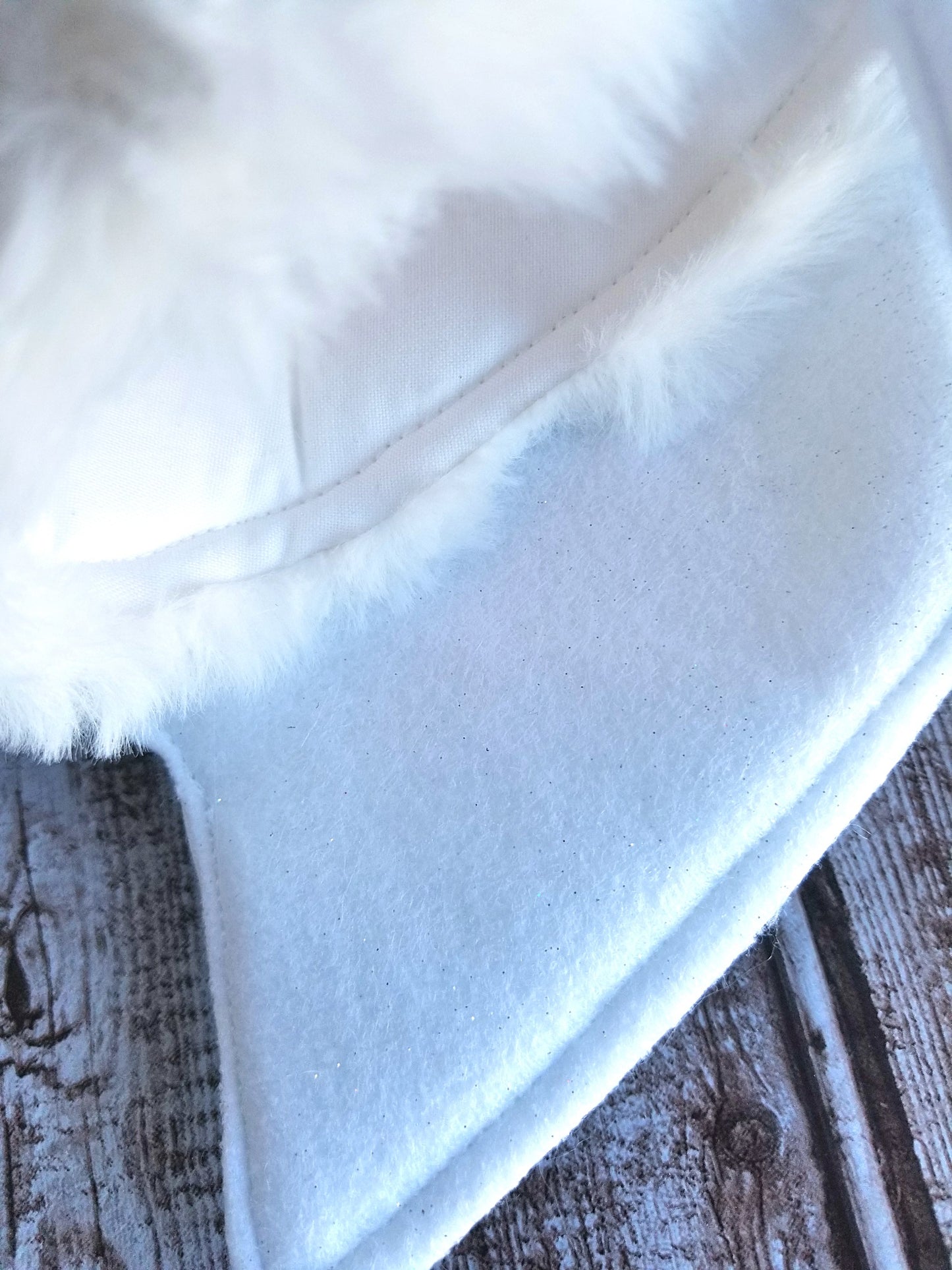 White Fake Fur Bunny Rabbit Wired Fabric Bow