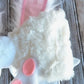 White Fake Fur Bunny Rabbit Wired Fabric Bow