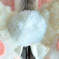 White Fake Fur Bunny Rabbit Wired Fabric Bow