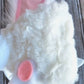 White Fake Fur Bunny Rabbit Wired Fabric Bow