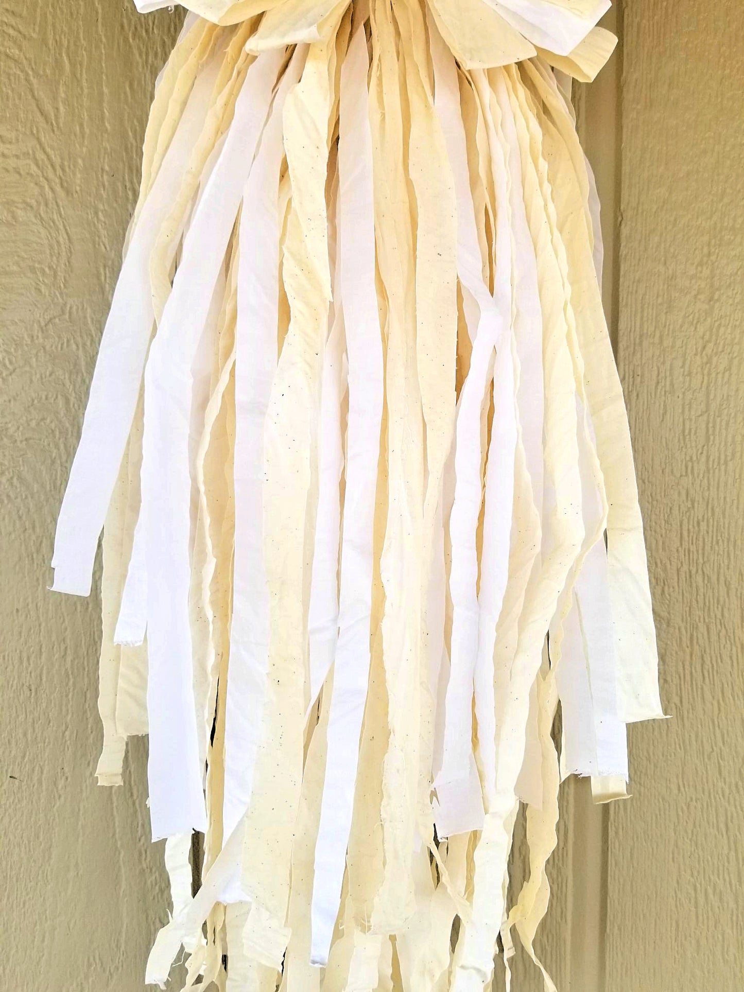 White Cream Rag Bow