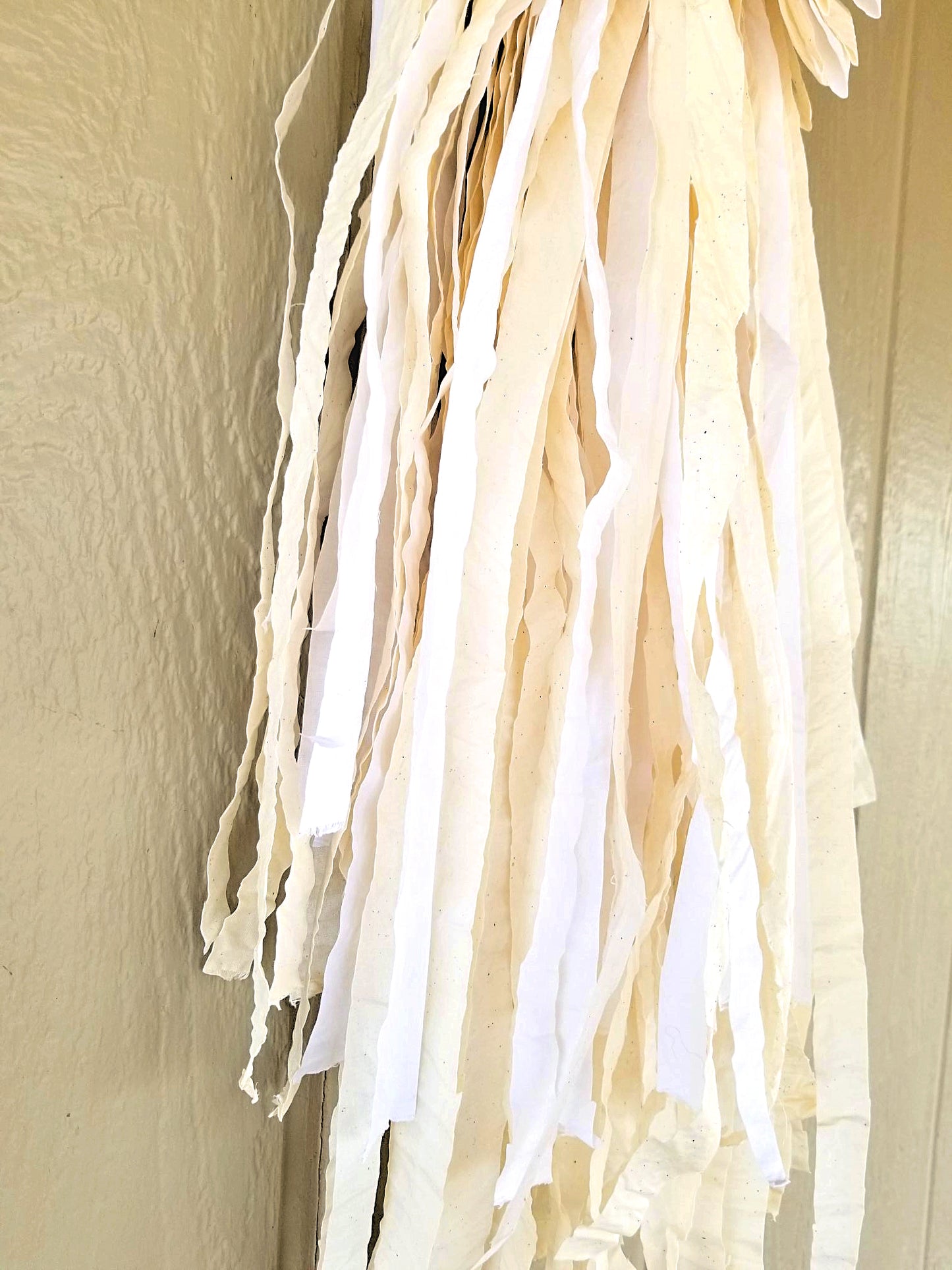 White Cream Rag Bow