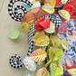 Floral Wall Frame with Woman Print, Black and White Checkered Theme, Red, White Flowers, Modern Art, Home Gift, Artistic Home Decor