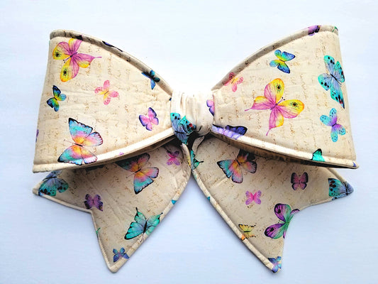 Pastel Butterfly Wired Fabric Bow