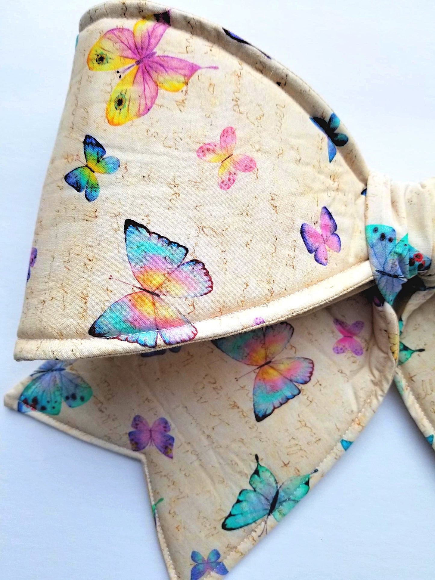 Pastel Butterfly Wired Fabric Bow