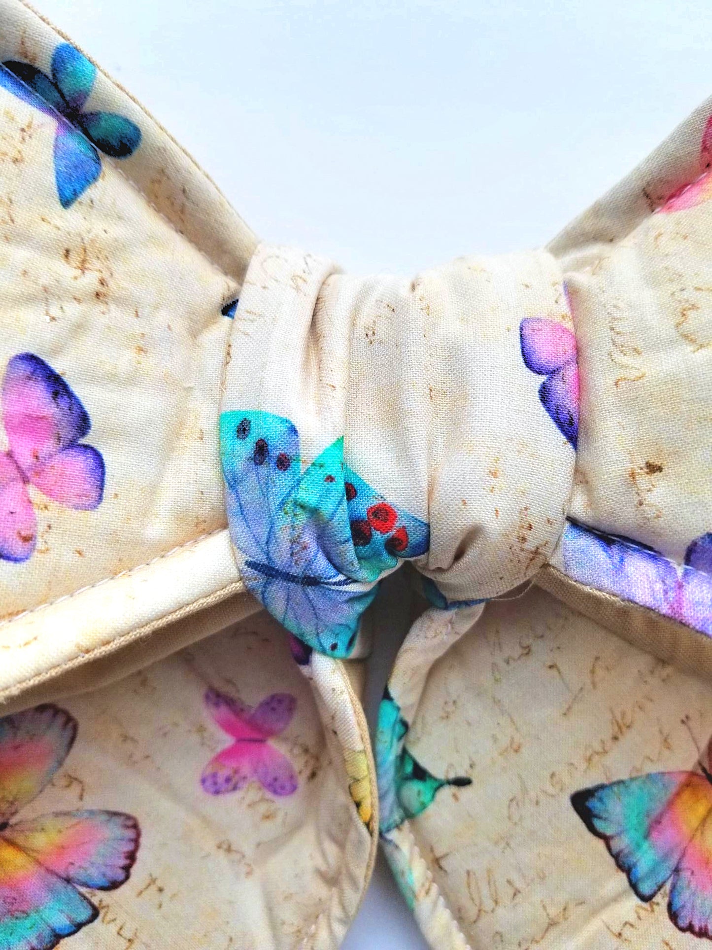 Pastel Butterfly Wired Fabric Bow