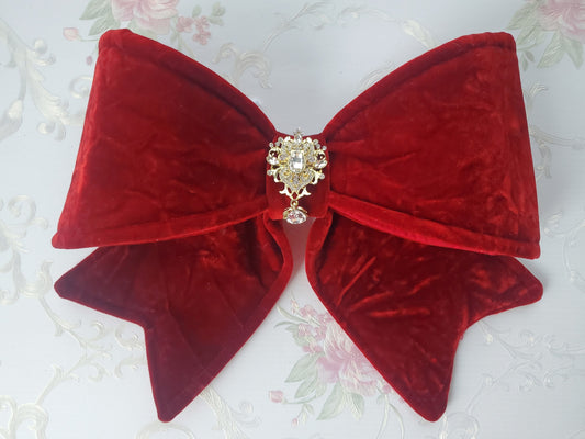 Red Velvet Wired Fabric Bow
