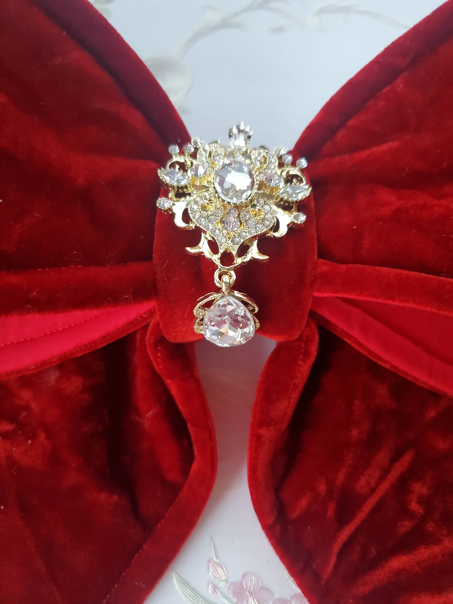 Red Velvet Wired Fabric Bow