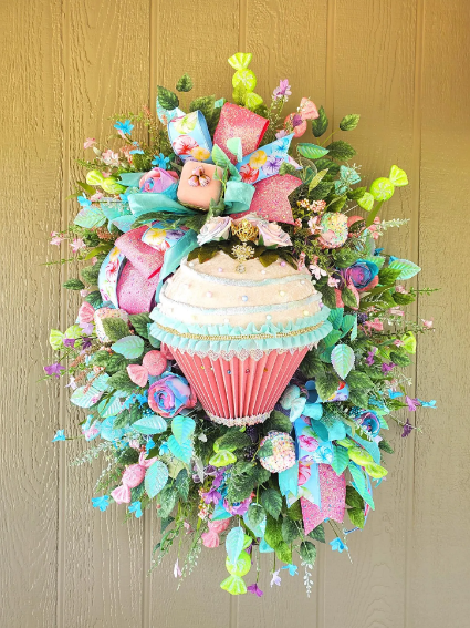 Large Cupcake Spring Wreath