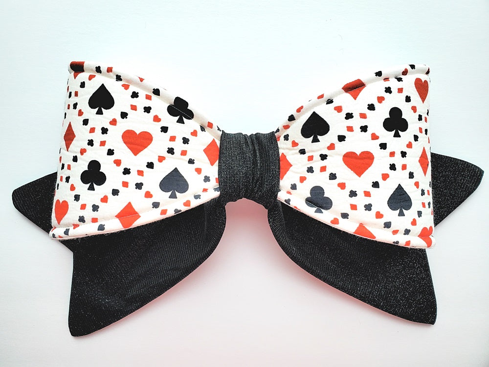 Playing Card Wired Fabric Bow