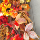 Fall Grapevine Wall Basket with Sunflowers, Fall Foliage, Fall Wall Decor, fall decor home decor Rustic Fall Wall Hanger, Fall Decor