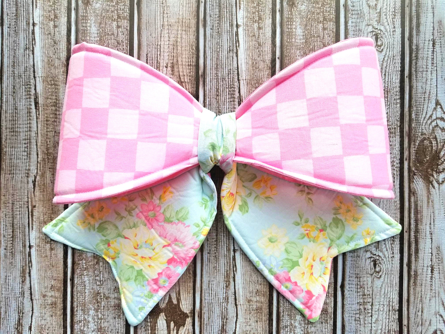 Checkered Spring Wired Fabric Bow