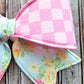 Checkered Spring Wired Fabric Bow