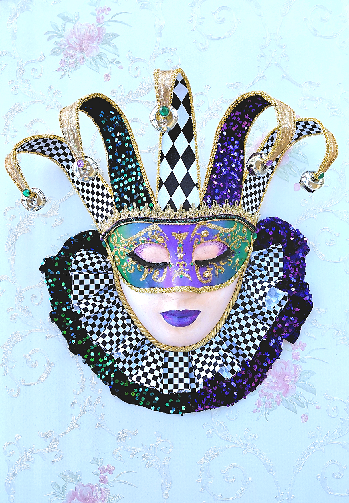 Full Face Mardi Gras Mask Wreath Attachment