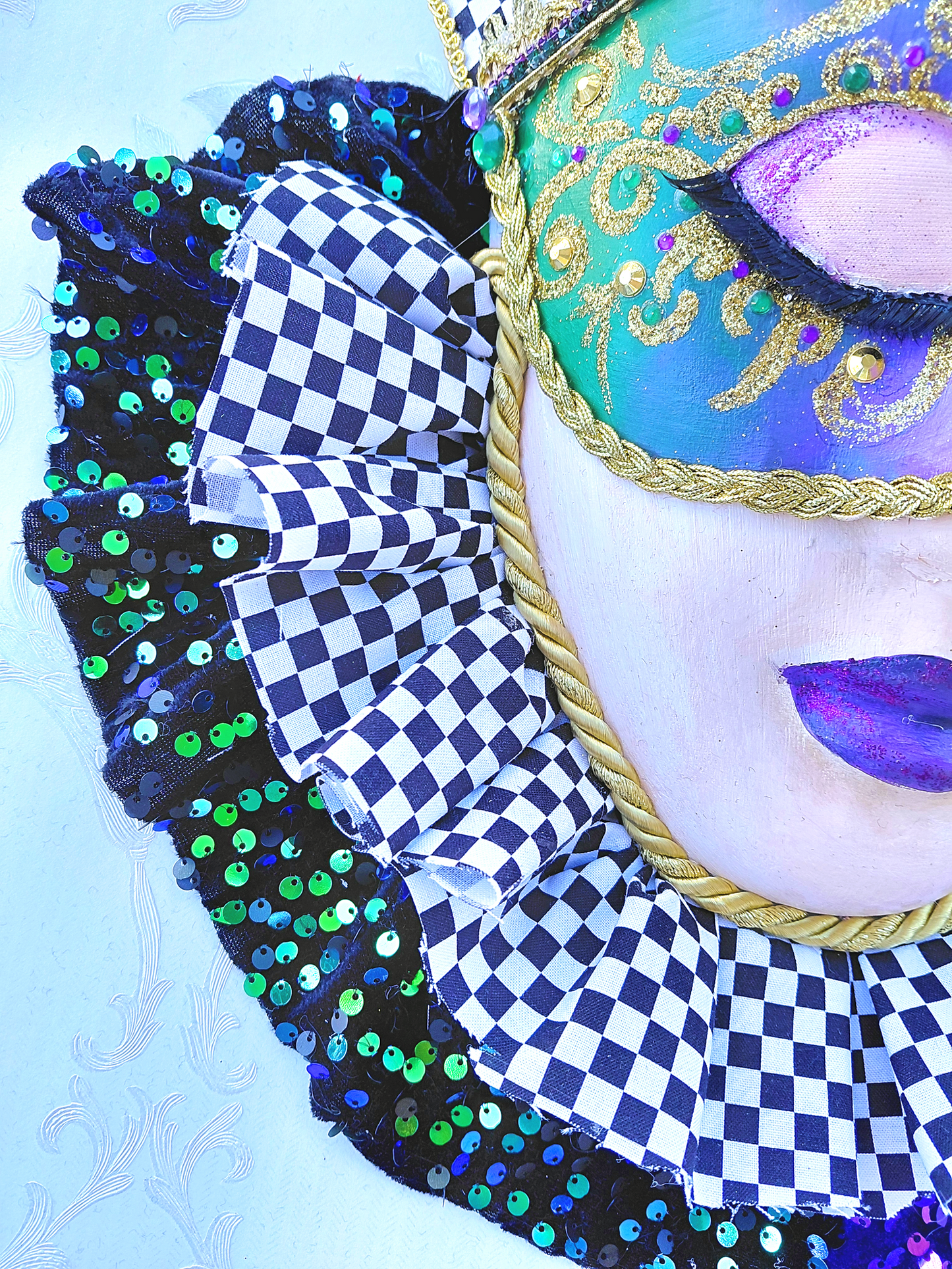 Full Face Mardi Gras Mask Wreath Attachment