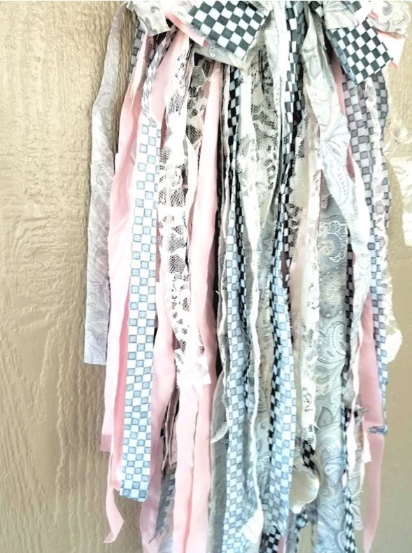 Pink Check Rag Bow