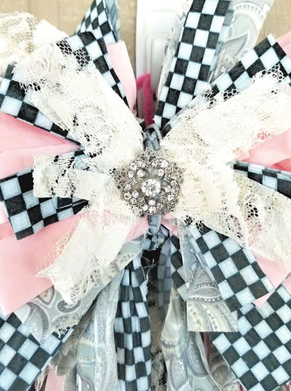 Pink Check Rag Bow