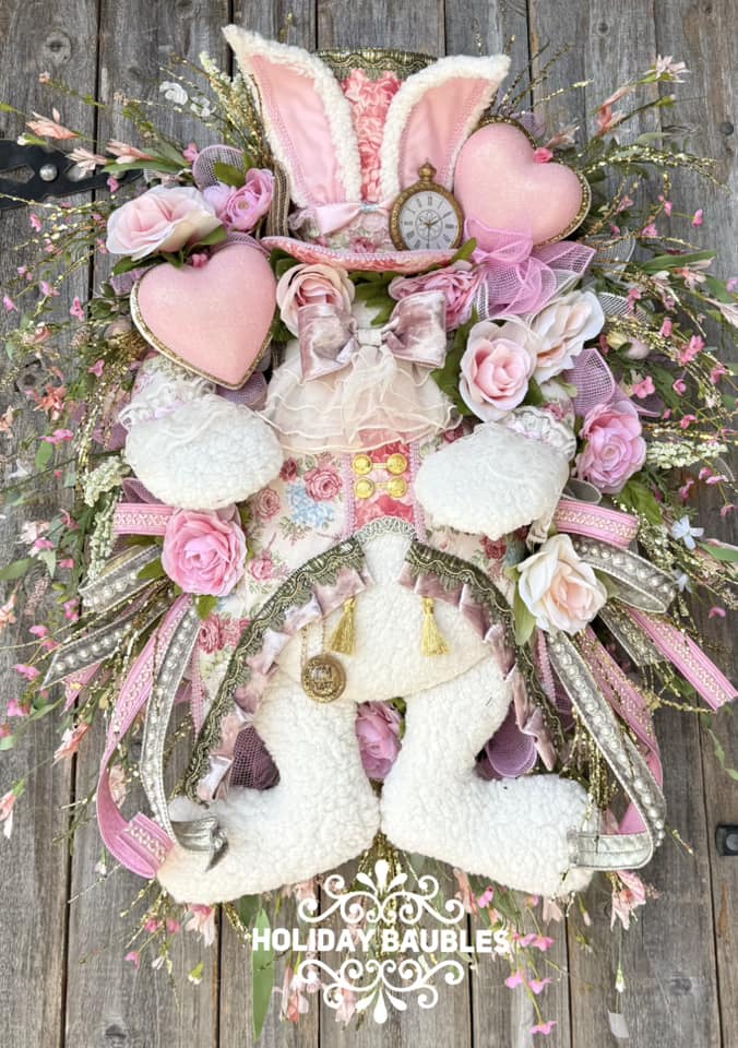 Victorian Rose Easter Bunny Wreath Attachment