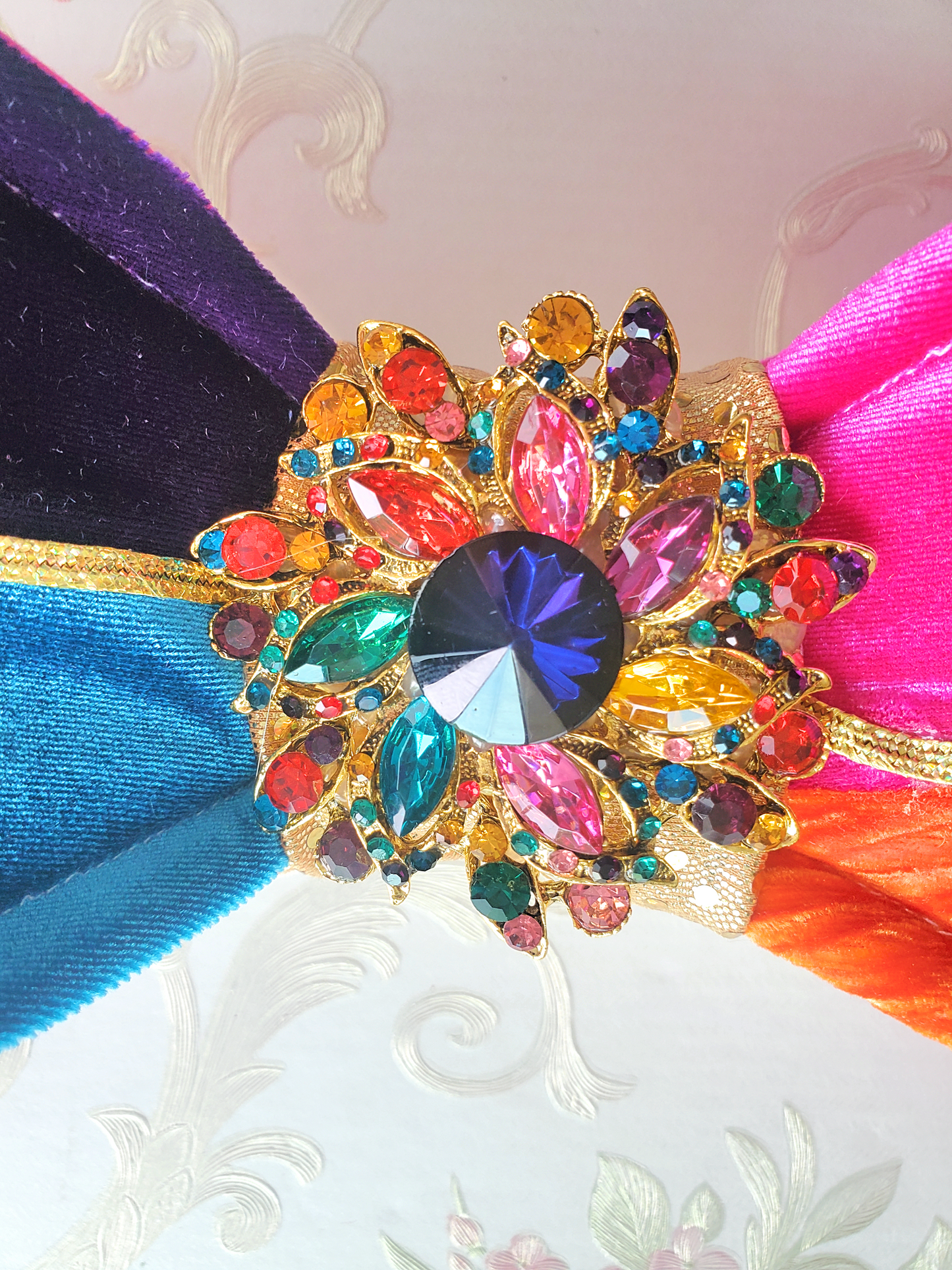Jewel Tone Velvet Wired Fabric Bow