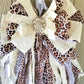 Cream Leopard Print Rag Bow