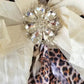 Cream Leopard Print Rag Bow