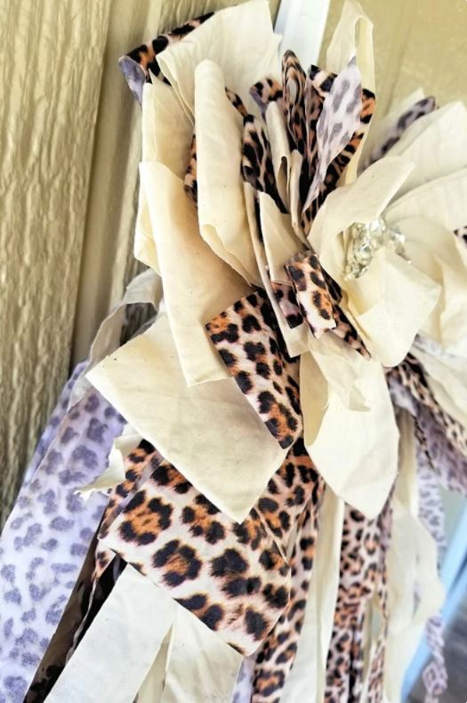 Cream Leopard Print Rag Bow
