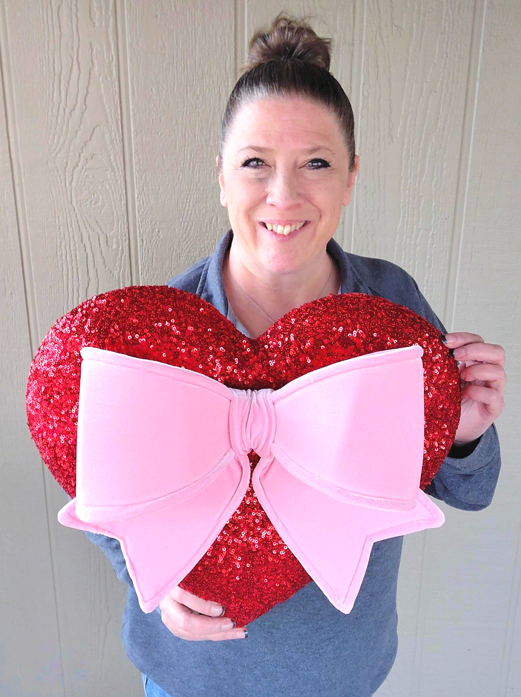 Red Sequin Heart Wreath Attachment