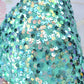 Pink Mint Sequin Wired Fabric Bow