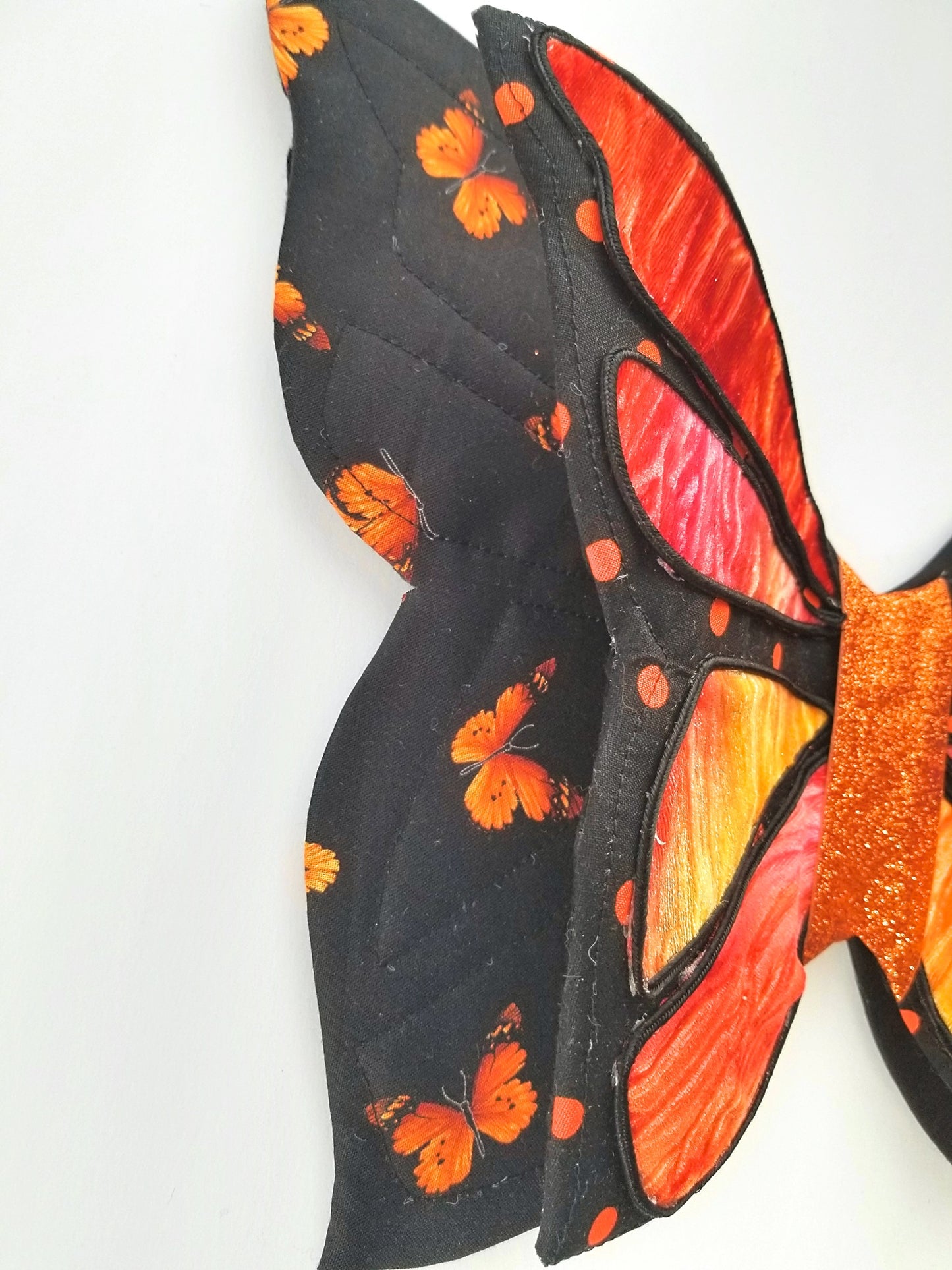 Black Orange Monarch 3D Wired Butterfly Wreath Attachment