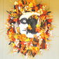 Celestial Moon Cat Floral Halloween Wreath