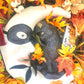Celestial Moon Cat Floral Halloween Wreath